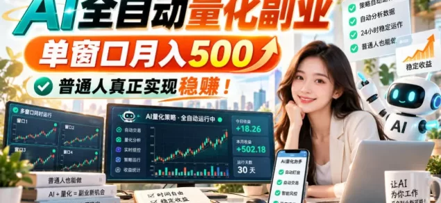 AI全自动量化副业,单窗口月入500,普通人真正实现稳賺