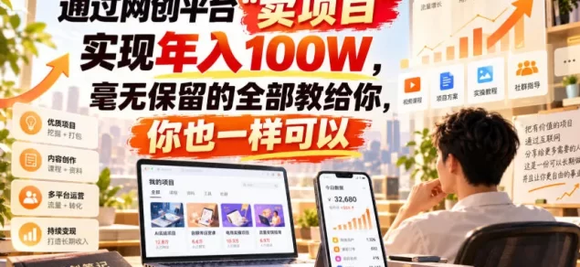 通过网创平台“卖项目”实现年入100W,毫无保留的全部教给你,你也一样可以!